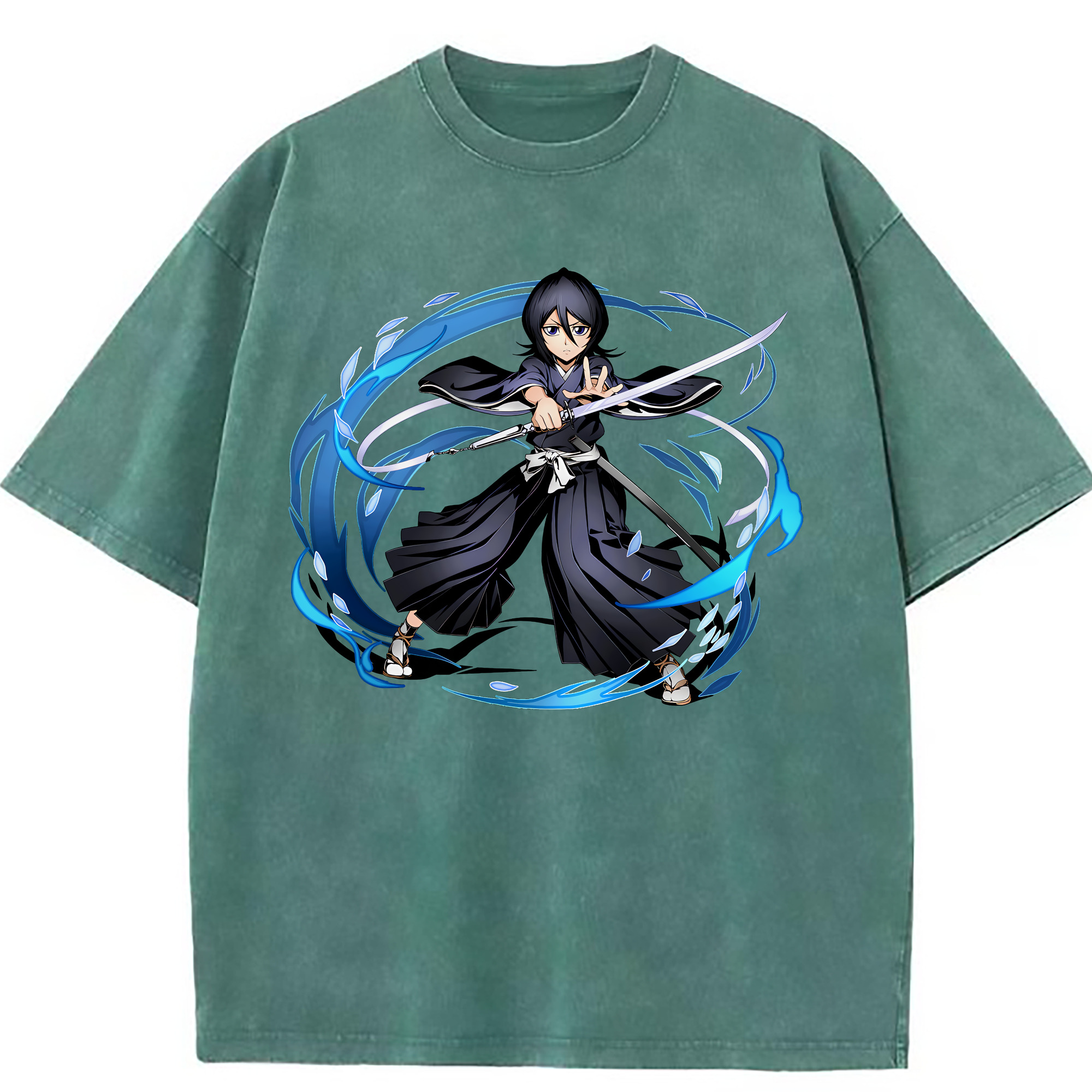 （画像用） ブリーチ 朽木ルキア BLEACH Kuchiki Rukia 綿100% ヴィンテージ風 半袖Tシャツ（フロントプリント）